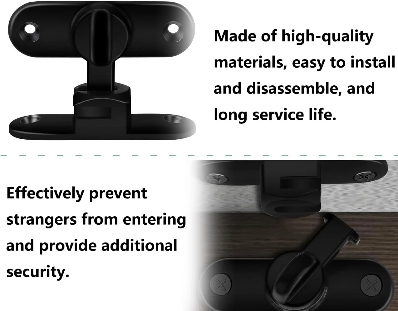 قفل زبانه ای، قفل درب 90/180 درجه، قفل درب کشویی، قفل درب کشویی زاویه راست، قفل با پیچ، قفل درب، برای آشپزخانه، اتاق خواب، حمام، مشکی