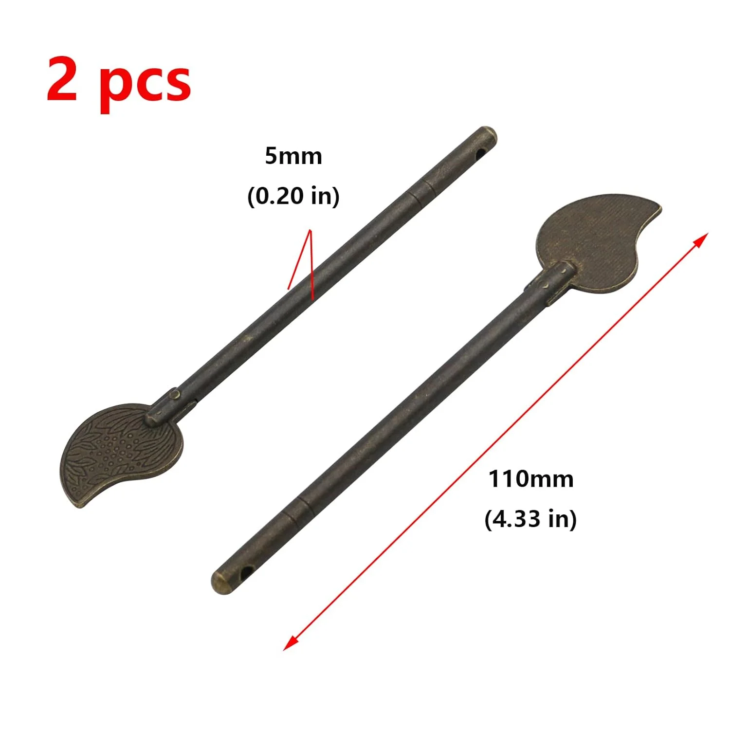 قفل پین ​​میله ای درب کابینت فلزی طرح برگ آنترادر، سبک رترو، رنگ برنزی، بسته 2 عددی