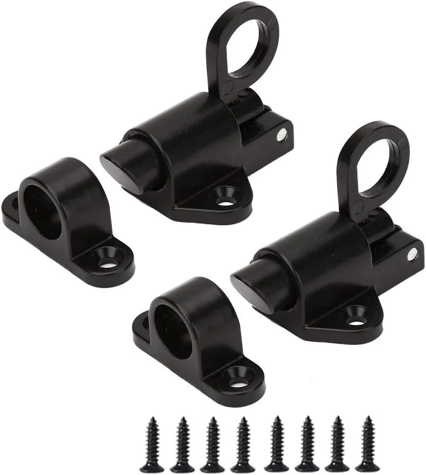 قفل فنری فشاری، قفل خودکار فنری 50 میلی‌متری از جنس استیل ضد زنگ برای درب، پنجره، کابینت، مبلمان، 2 عدد، مشکی