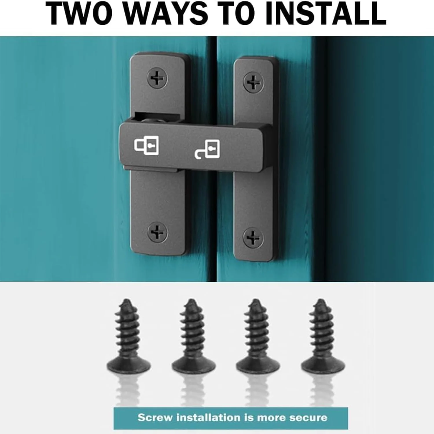 قفل کشویی درب چرخشی، قفل درب آلیاژ روی بادوام، قفل پیچ درب چرخشی، قفل سنگین 180 درجه، قفل درب انبار مناسب برای باغ، حمام، انبار، فضای باز