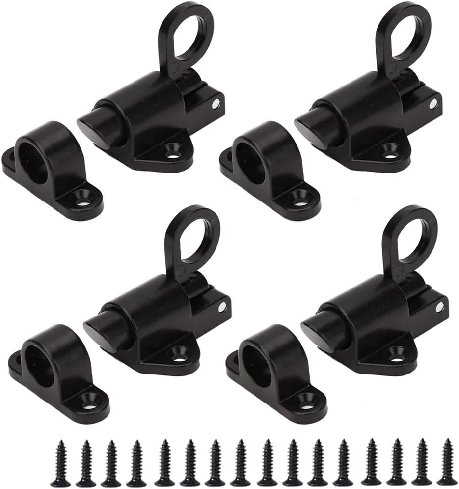 قفل فنری فشاری، قفل خودکار فنری 50 میلی‌متری از جنس استیل ضد زنگ برای درب، پنجره، کابینت، مبلمان، 4 عدد، مشکی