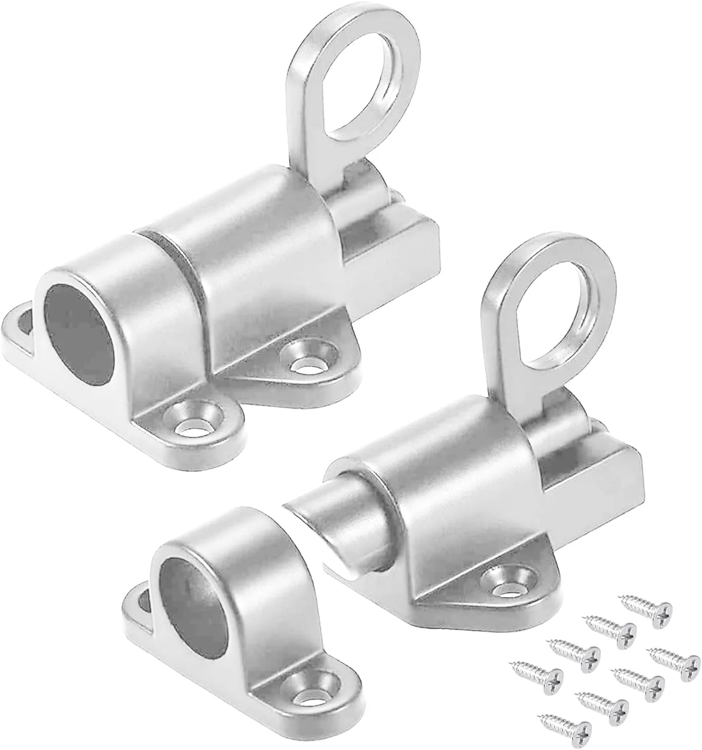 قفل درب اتوماتیک، بسته 2 عددی قفل زبانه فنری، قفل خودکار درب، قفل فنری با پیچ برای پنجره ها، درب کابینت، درب بالکن (نقره ای)