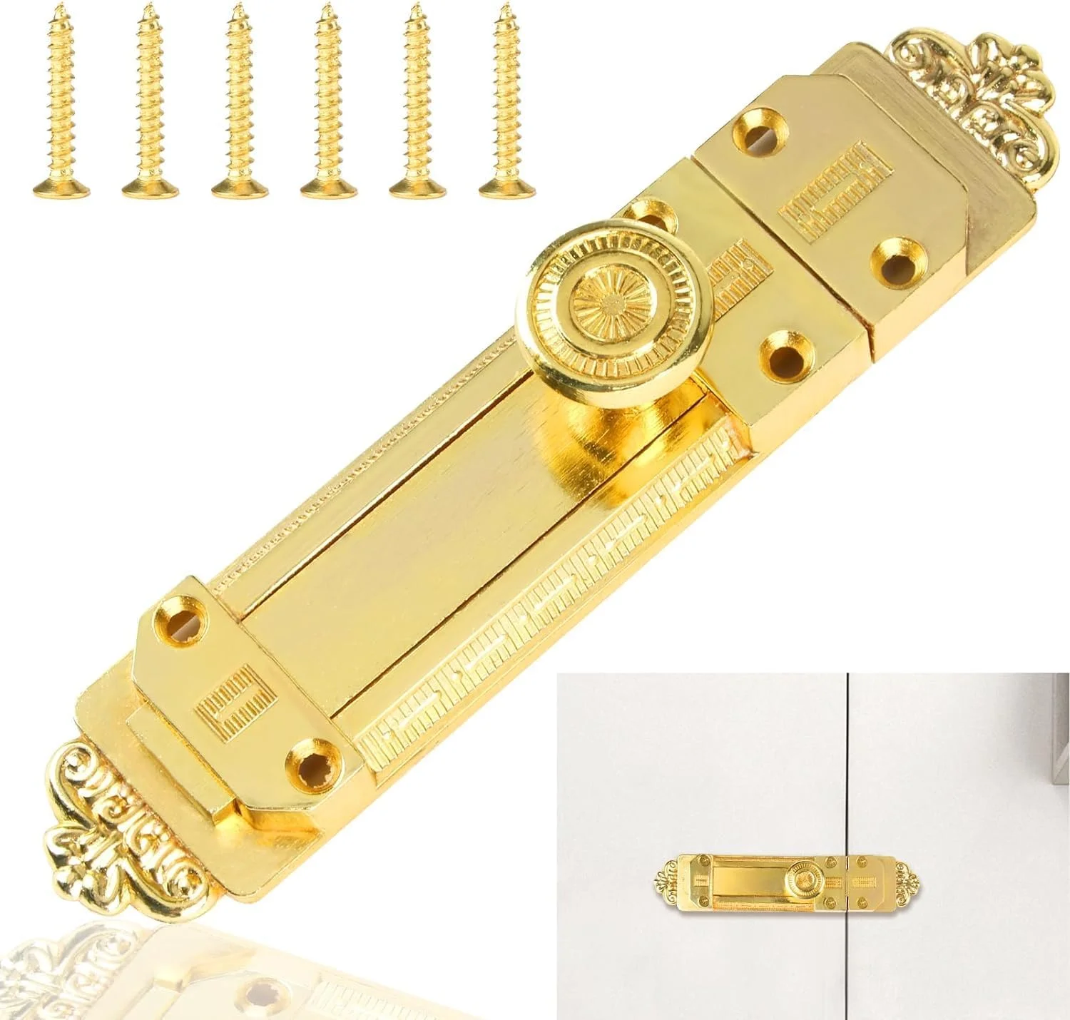 قفل زبانه ای سنگین درب کشویی روکار، قفل امنیتی درب پاسیو، قفل بادوام برای درب داخلی، قفل برنجی صیقلی مناسب برای اتاق خواب، حمام و انباری