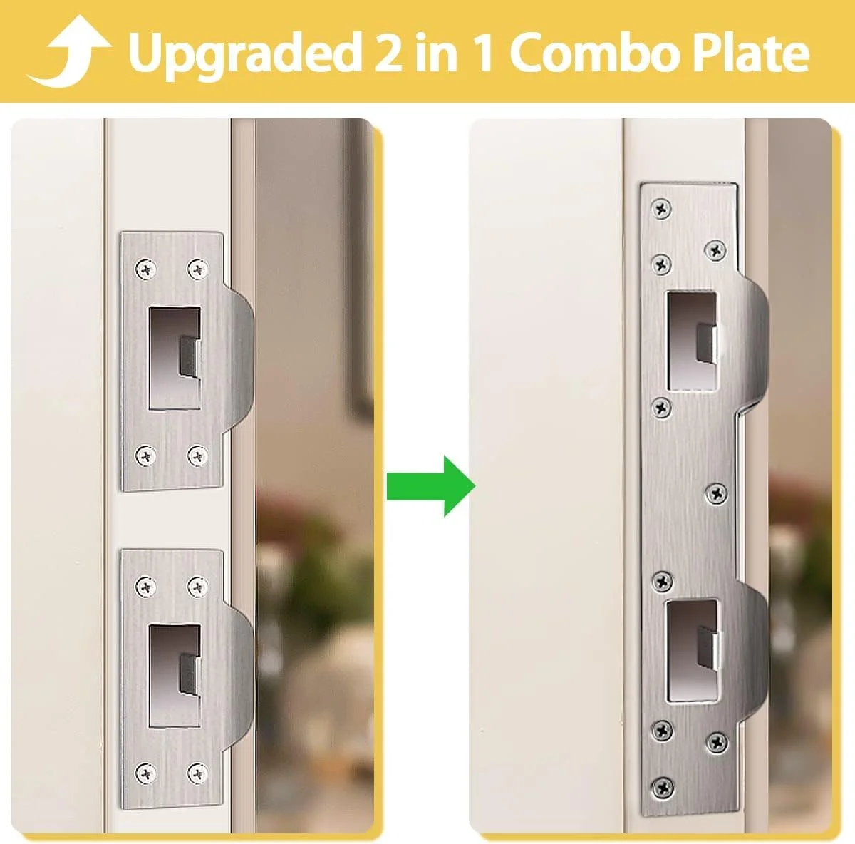 صفحه تقویت قفل درب Azonee، صفحه فلزی قفل درب با سوراخ 5-1/2 اینچ تا 6 اینچ برای درب های بیرونی و داخلی، تعمیر قفل درب