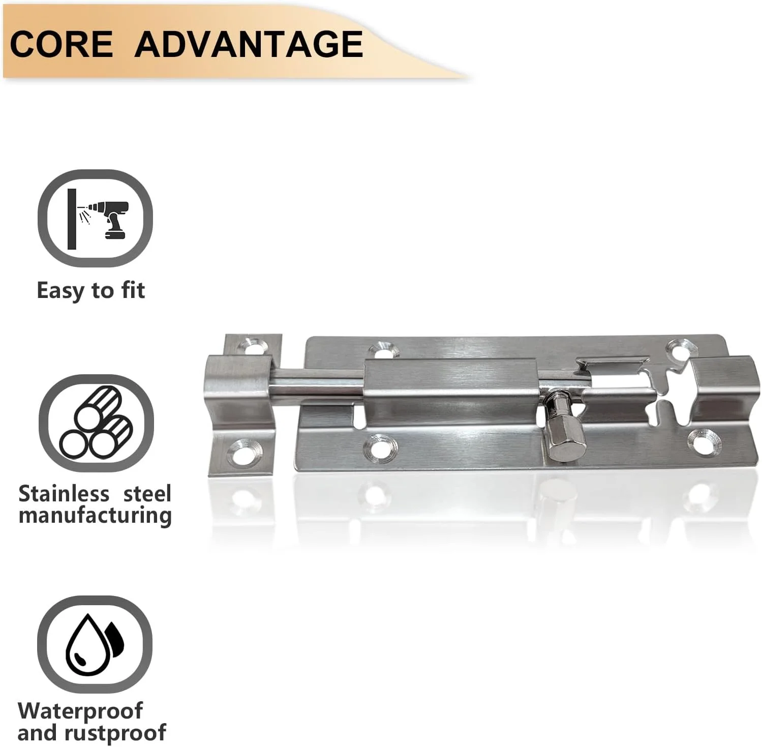 قفل زبانه ای درب AYYIQO استیل ضد زنگ با پیچ - قفل برای حمام، اتاق خواب، دستشویی، سوله، درب حیوانات خانگی - نقره ای (3 اینچ 1 عدد)