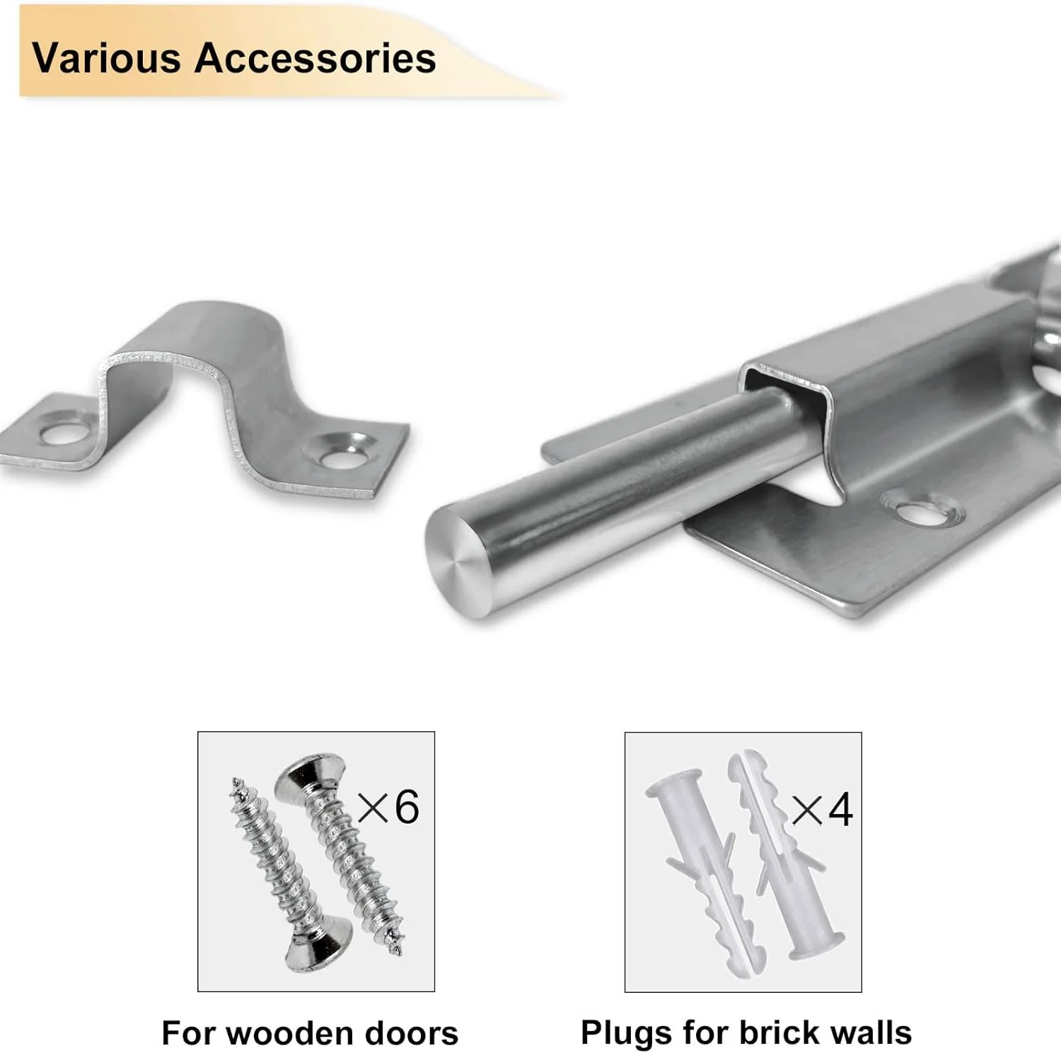 قفل زبانه ای درب AYYIQO استیل ضد زنگ با پیچ - قفل برای حمام، اتاق خواب، دستشویی، سوله، درب حیوانات خانگی - نقره ای (3 اینچ 1 عدد)