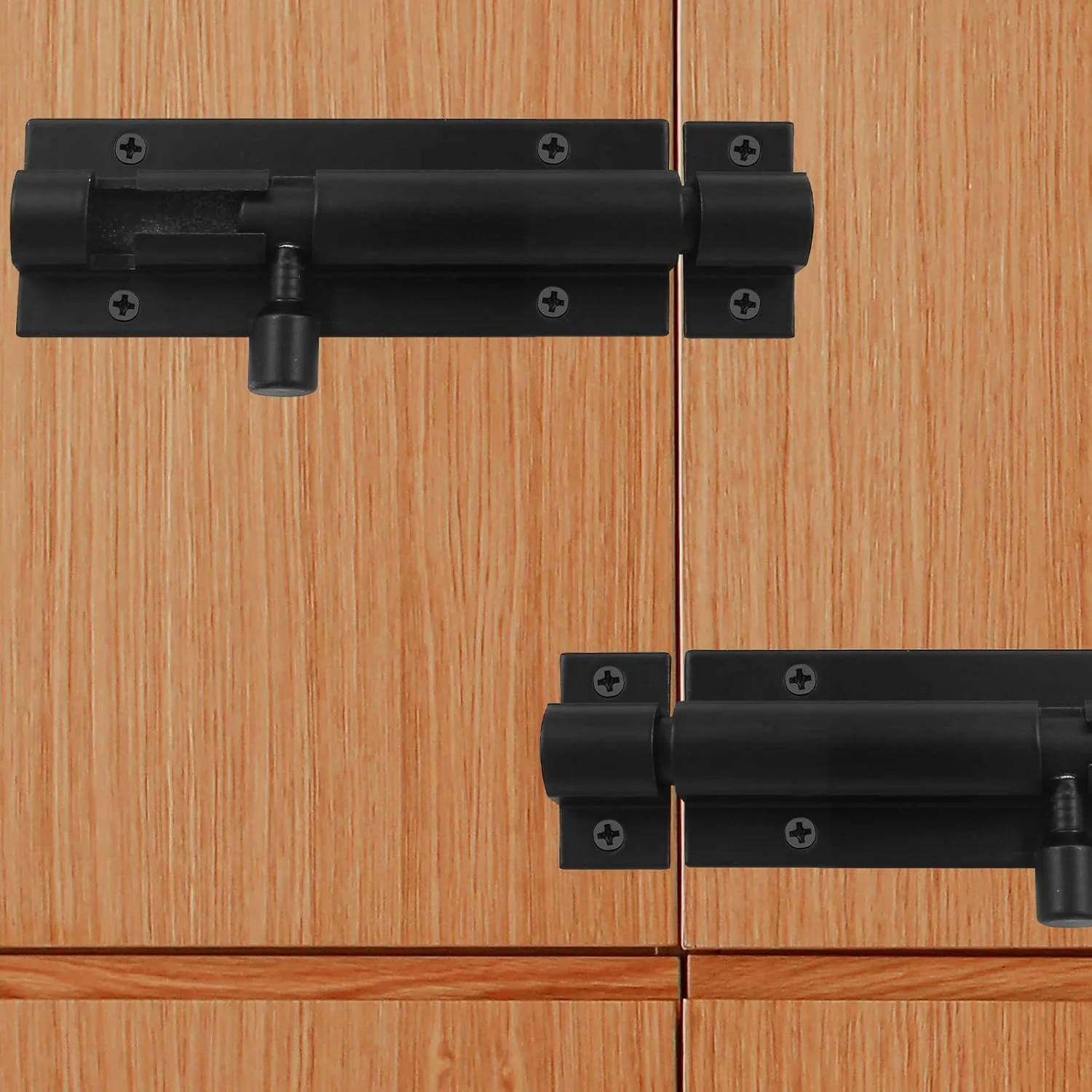 دو عدد قفل زبانه ای بشکه ای 3 اینچی، قفل سخت افزاری درب مشکی، قفل کشویی کوچک (ضخامت 1.3 میلی متر)