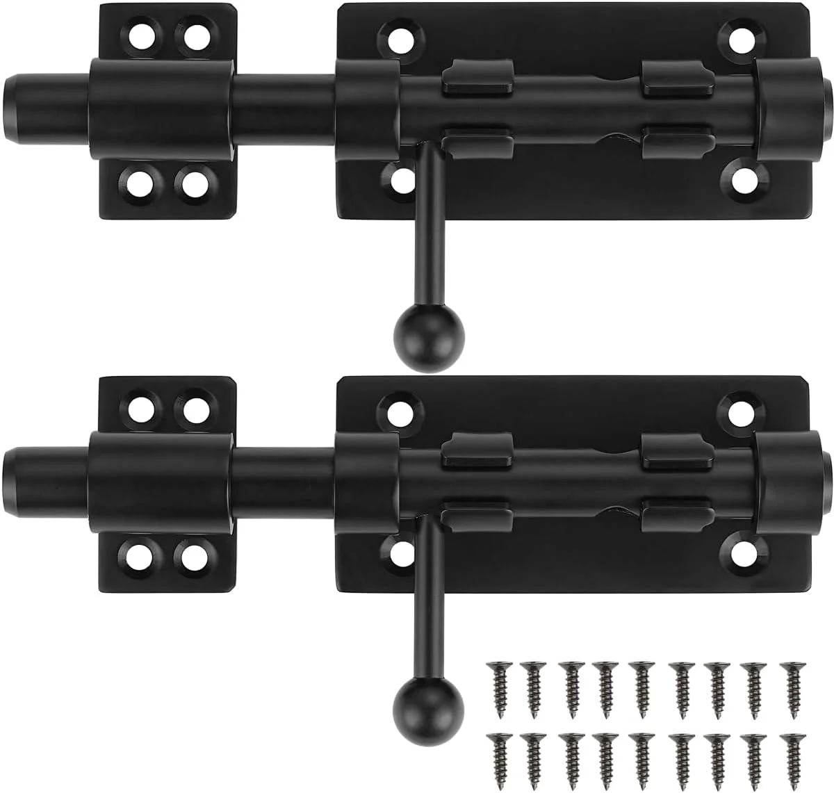 قفل زبانه بشکه ای درب XXW با سوراخ قفل آویز، قفل درب کشویی استیل ضخیم شده، 6 اینچ مشکی، بسته 2 عددی، 216BB-BL-2