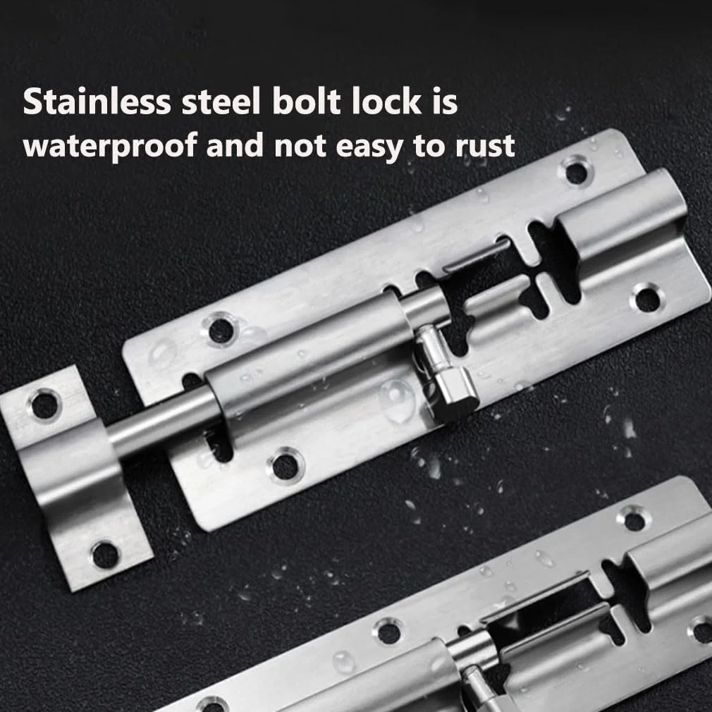 قفل درب 2 عددی 3 اینچی، زبانه درب، قفل درب اتاق خواب، میله درب، زبانه میله درب، میله قفل درب، میله های درب سنگین با 12 پیچ، قفل درب برای حمام، اتاق خواب، توالت، سوله، دوش