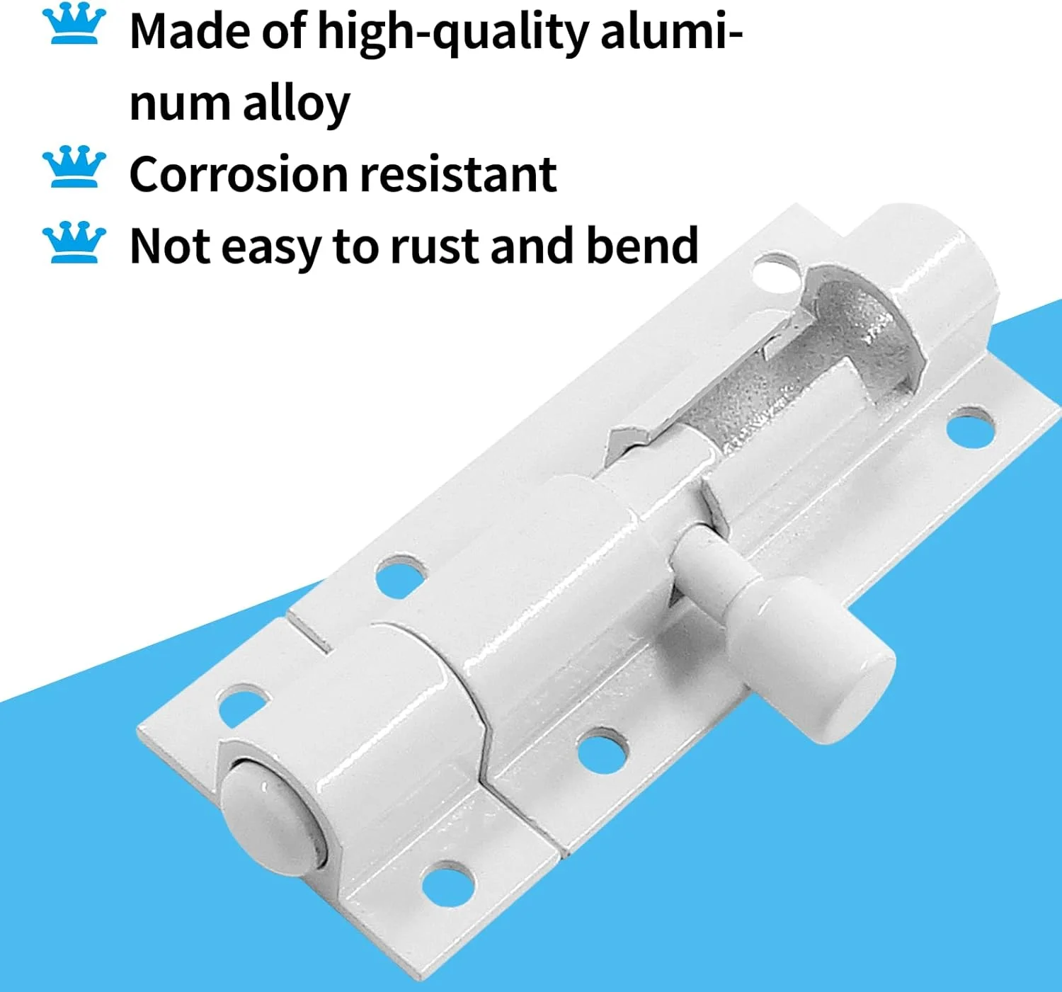 قفل زبانه کشویی 6 عددی Biaungdo، قفل کشویی درب بشکه ای کوچک 2 اینچی، قفل کشویی درب آلیاژ آلومینیوم با پیچ و پیچ گوشتی (سفید)