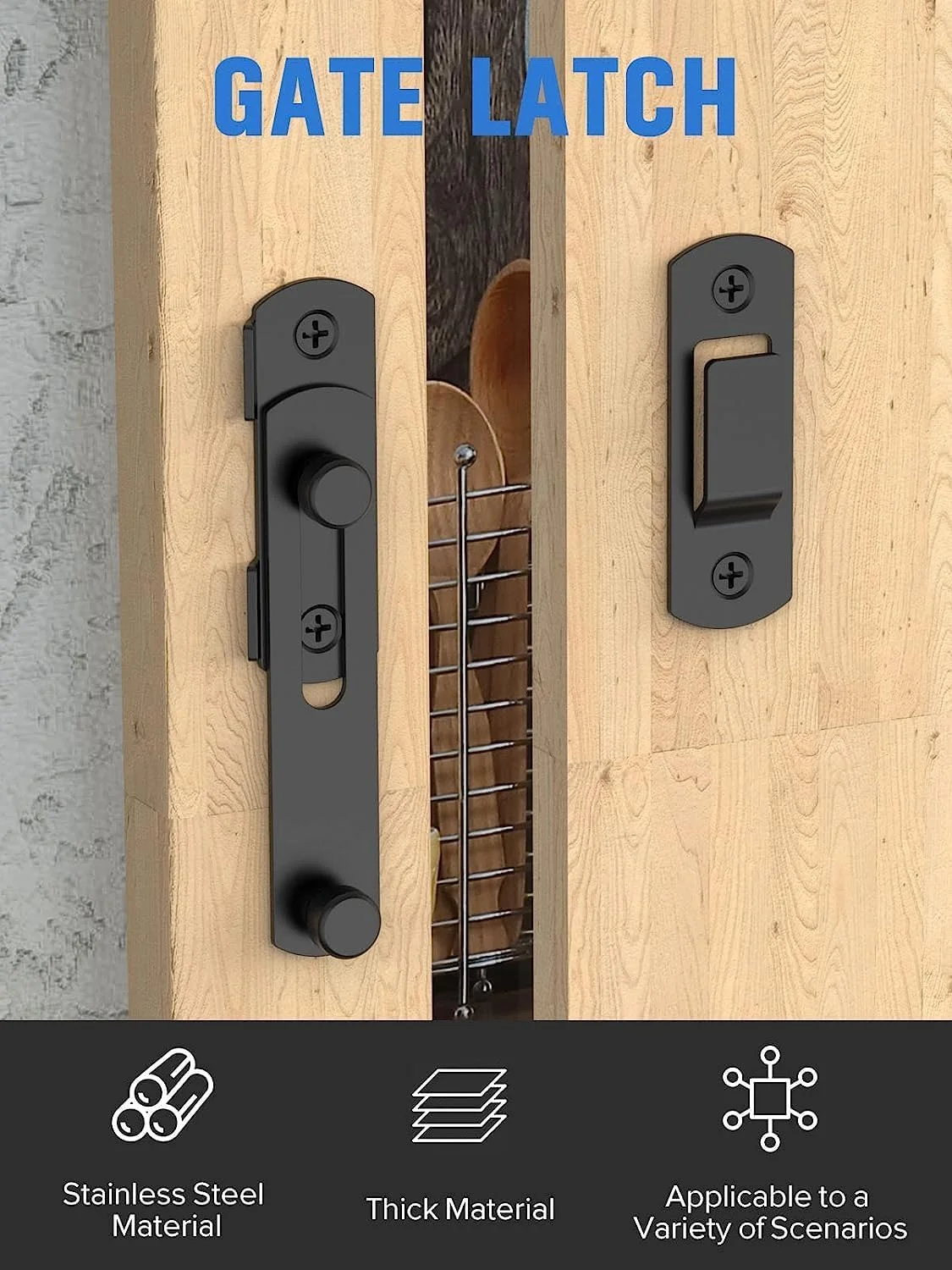 قفل درب کشویی انبار، قفل زبانه ای استیل ضد زنگ برای کابینت شراب، حمام، فضای باز، گاراژ، باغ، درب کمد