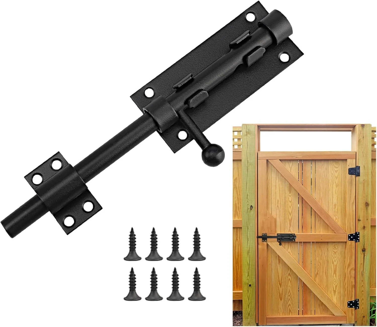 ۱ عدد قفل زبانه درب استیل ضد زنگ مشکی، قفل کشویی استیل ضد زنگ، قفل درب، مناسب برای خانه، انبار، حصار، سوله، زیرزمین، کلبه