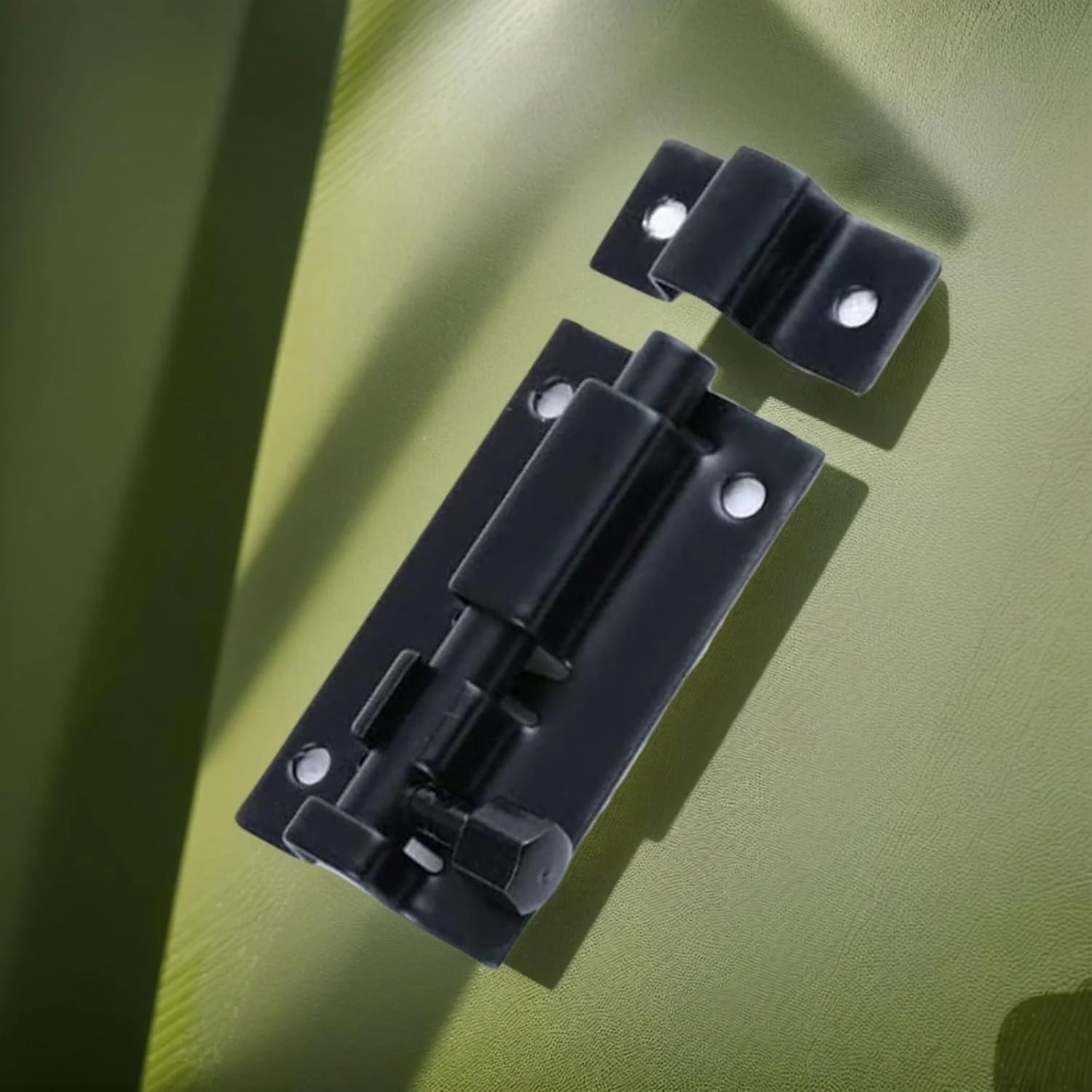 زبانه قفل درب استیل ضد زنگ مشکی مات 2 اینچی - قفل کشویی مقاوم برای حمام، اتاق خواب، کمد، درب های چوبی - قفل حریم خصوصی روکار برای استفاده داخلی