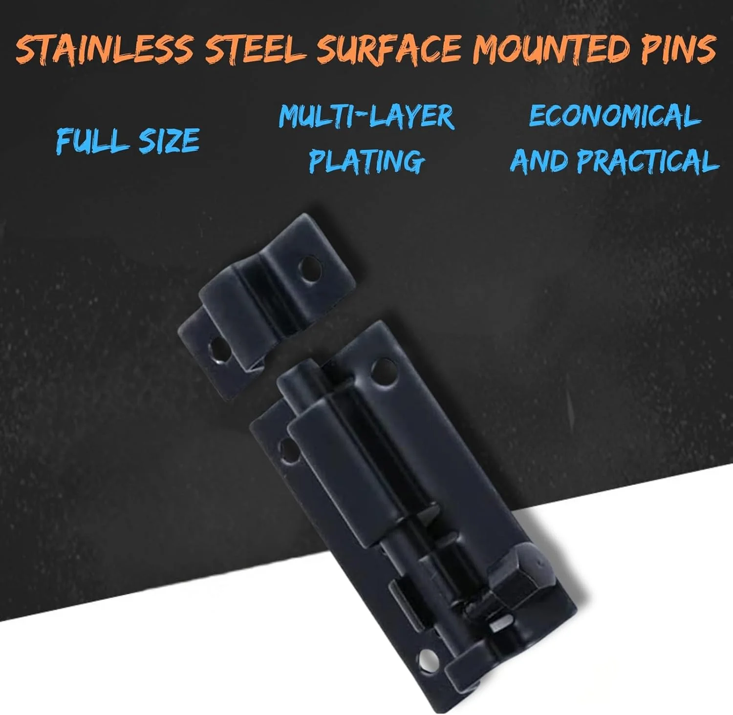 زبانه قفل درب استیل ضد زنگ مشکی مات 2 اینچی - قفل کشویی مقاوم برای حمام، اتاق خواب، کمد، درب های چوبی - قفل حریم خصوصی روکار برای استفاده داخلی