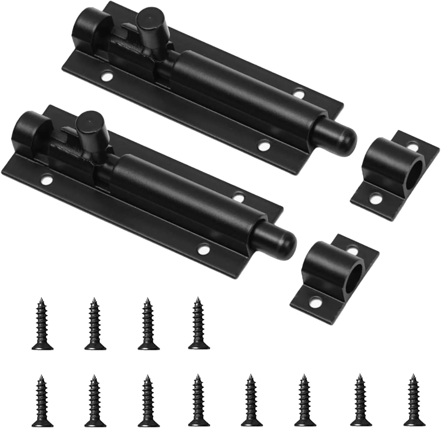 دو عدد قفل زبانه درب، قفل زبانه ای، قفل کشویی بشکه ای 4 اینچی، قفل درب ایمنی با پیچ، قفل زبانه ای سنگین برای درب داخلی، سوله، حمام، توالت، سوله (مشکی)