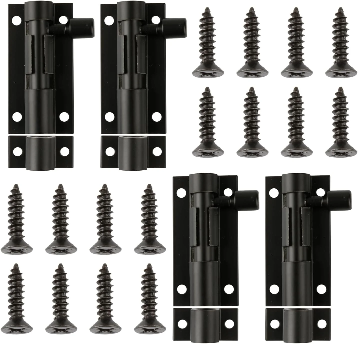 قفل زبانه ای بشکه ای 4 عددی، قفل زبانه ای درب مربعی فولاد ضد زنگ 2 اینچی، قفل زبانه ای درب مشکی سنگین برای درها، کابینت ها، دروازه حصار