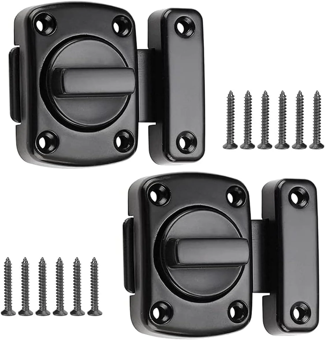 دو عدد قفل چرخشی زبانه دار آلیاژ روی ضد سرقت برای درب، پنجره و دروازه حیوانات خانگی - مشکی