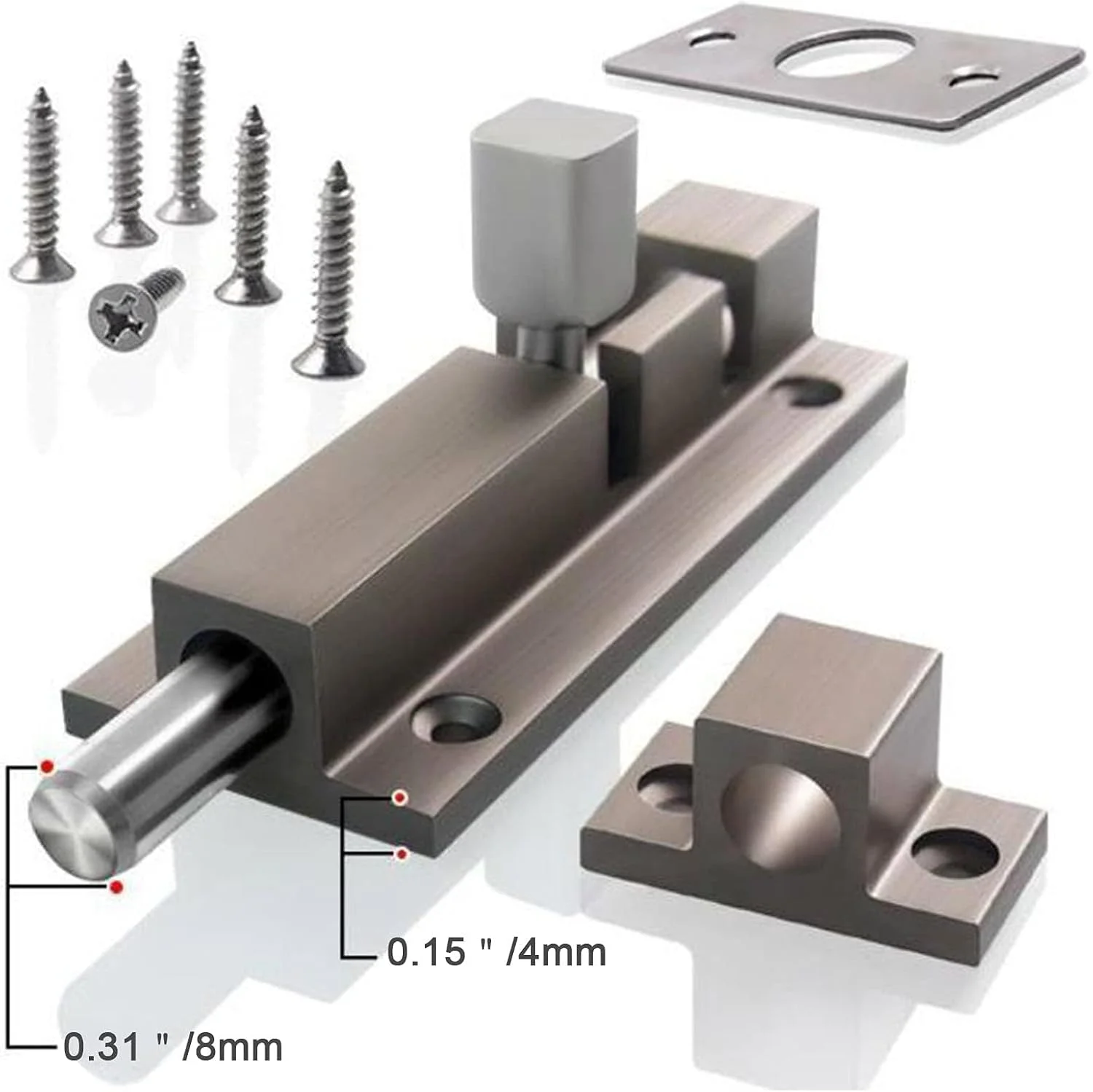 قفل درب کشویی بولیوی، قفل زبانه درب کشویی برای تقویت امنیت درب منزل، قفل سنگین درب با پیچ برای اتاق خواب، حمام، کمد، انباری و درب حیوانات خانگی