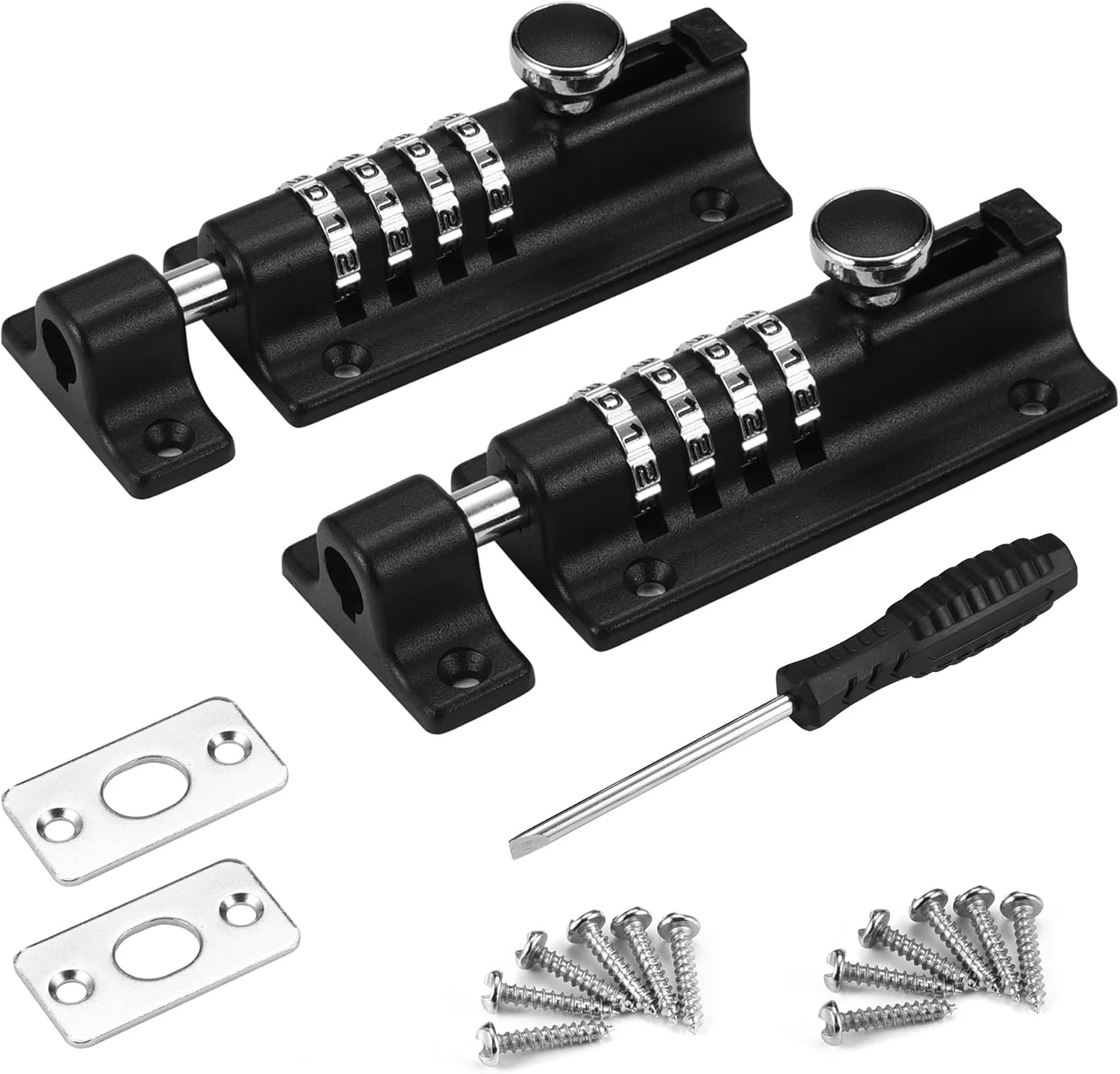 قفل کشویی ترکیبی 4 رقمی، قفل درب کشویی قابل تنظیم مجدد، قفل بشکه ای ترکیبی آلیاژ روی ضخیم و جامد، قفل کشویی ایمنی با تنظیم رمز عبور، برای دروازه، گاراژ، سوله، حصار