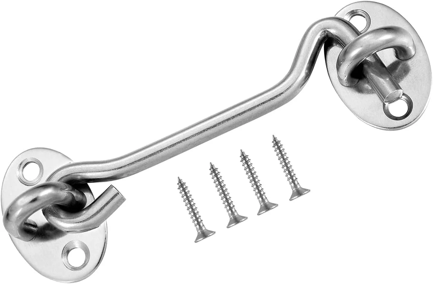 قفل چشمی قلاب کابین ChicAbode، قفل درب انبار استیل ضد زنگ 3 اینچی با پیچ، قفل چشمی و قلاب بی صدا برای درب های کشویی، حمام، پنجره ها، اتاق خواب، دروازه ها، کمد و حصار - 1 عدد