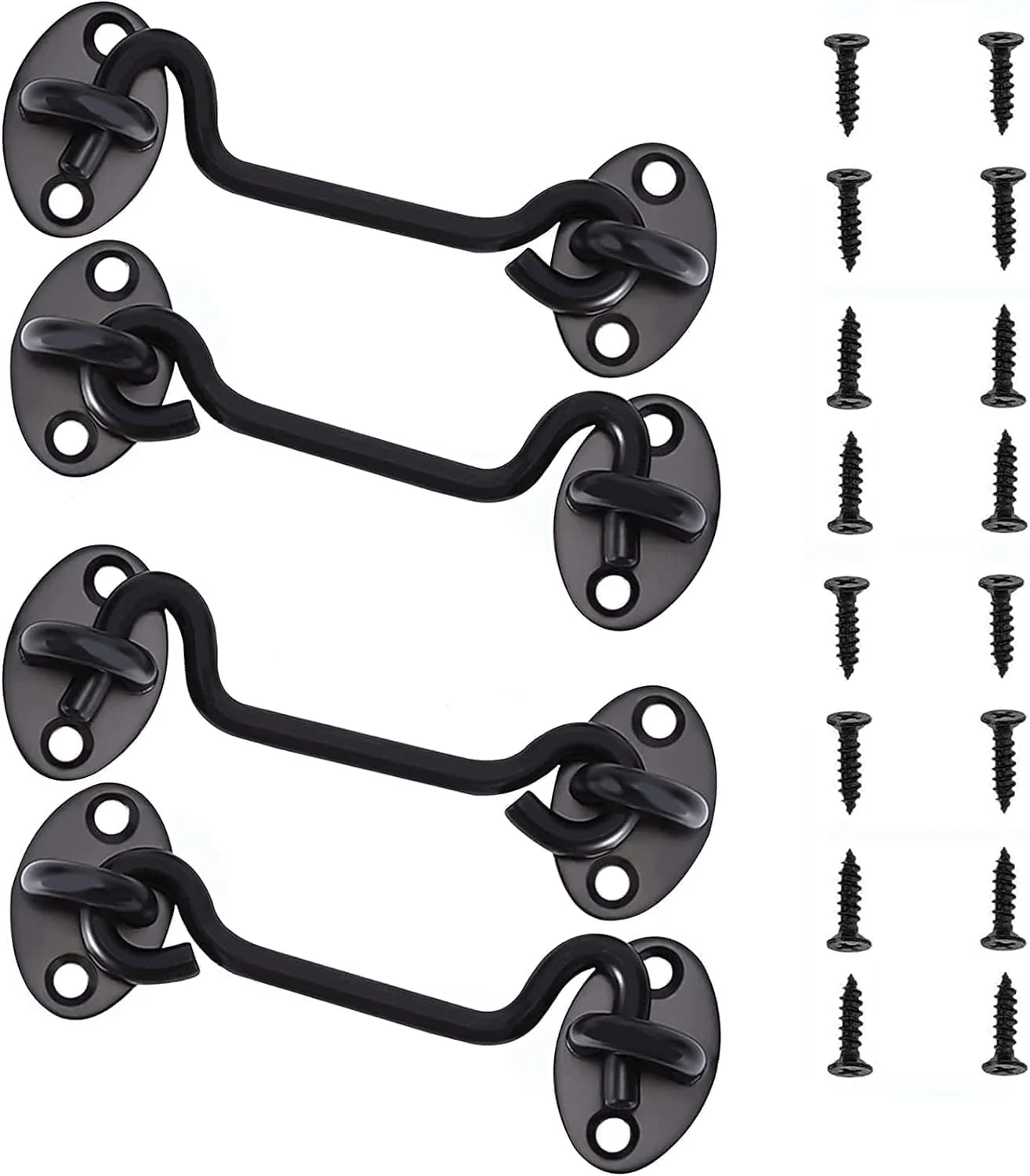 قفل چشمی و قلاب استیل ضد زنگ ChicAbode، بسته 4 عددی، مقاوم در برابر زنگ زدگی و خوردگی، همراه با پیچ های نصب، برای امنیت، مناسب برای درب های انبار، گاراژها، پنجره ها و کمدها