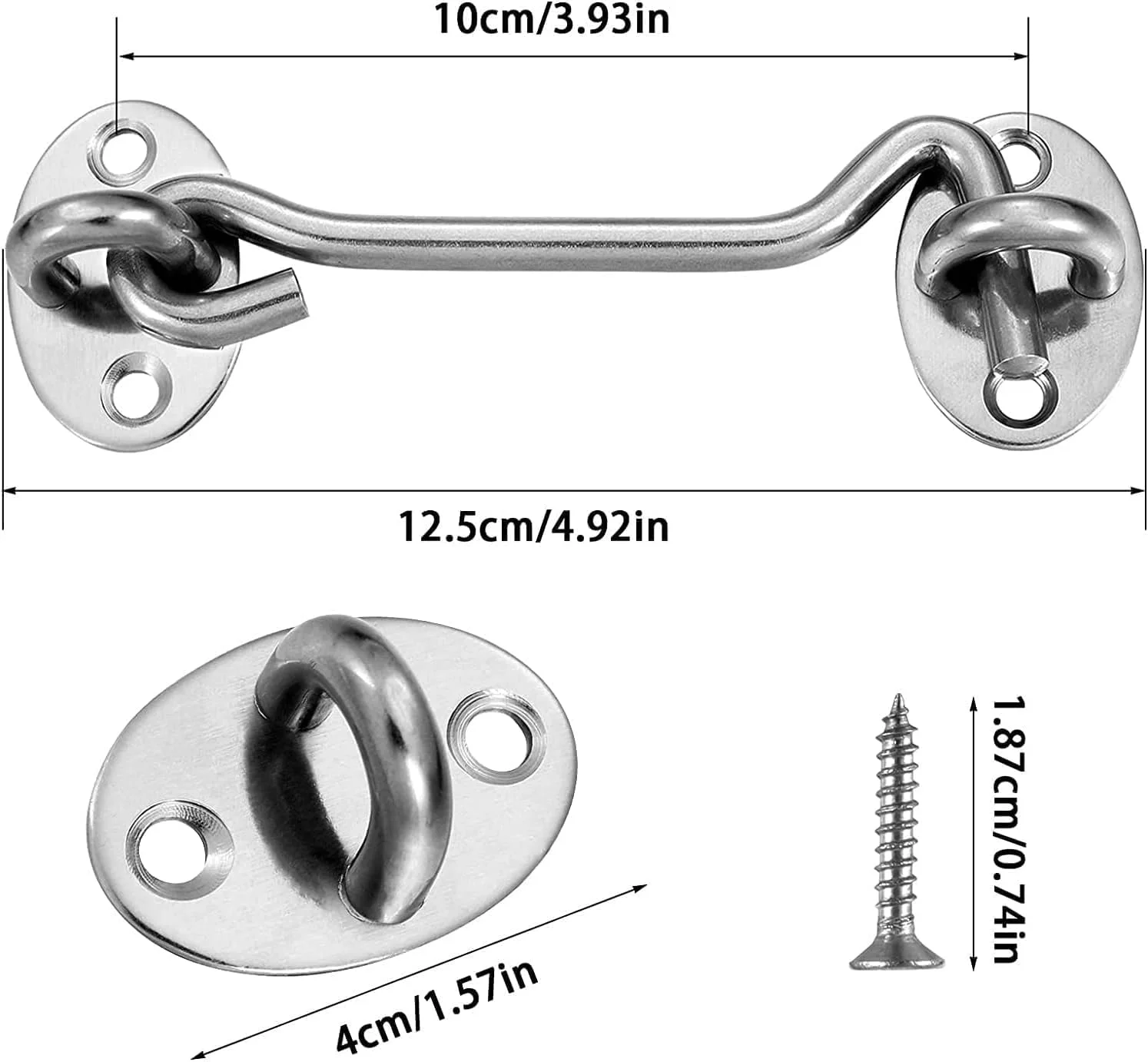 قفل چشمی قلاب کابین ChicAbode، قفل درب انبار استیل ضد زنگ 3 اینچی با پیچ، قفل چشمی و قلاب بی صدا برای درب های کشویی، حمام، پنجره ها، اتاق خواب، دروازه ها، کمد و حصار - 1 عدد قفل چشمی قلاب کابین ChicAbode، قفل درب انبار استیل ضد زنگ 3 اینچی با پیچ، قفل چشمی و قلاب بی صدا برای درب های کشویی، حمام، پنجره ها، اتاق خواب، دروازه ها، کمد و حصار - 1 عدد