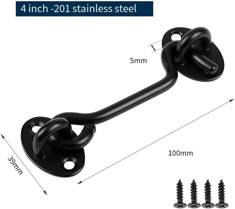 قفل چشمی و قلاب استیل ضد زنگ ChicAbode، بسته 4 عددی، مقاوم در برابر زنگ زدگی و خوردگی، همراه با پیچ های نصب، برای امنیت، مناسب برای درب های انبار، گاراژها، پنجره ها و کمدها