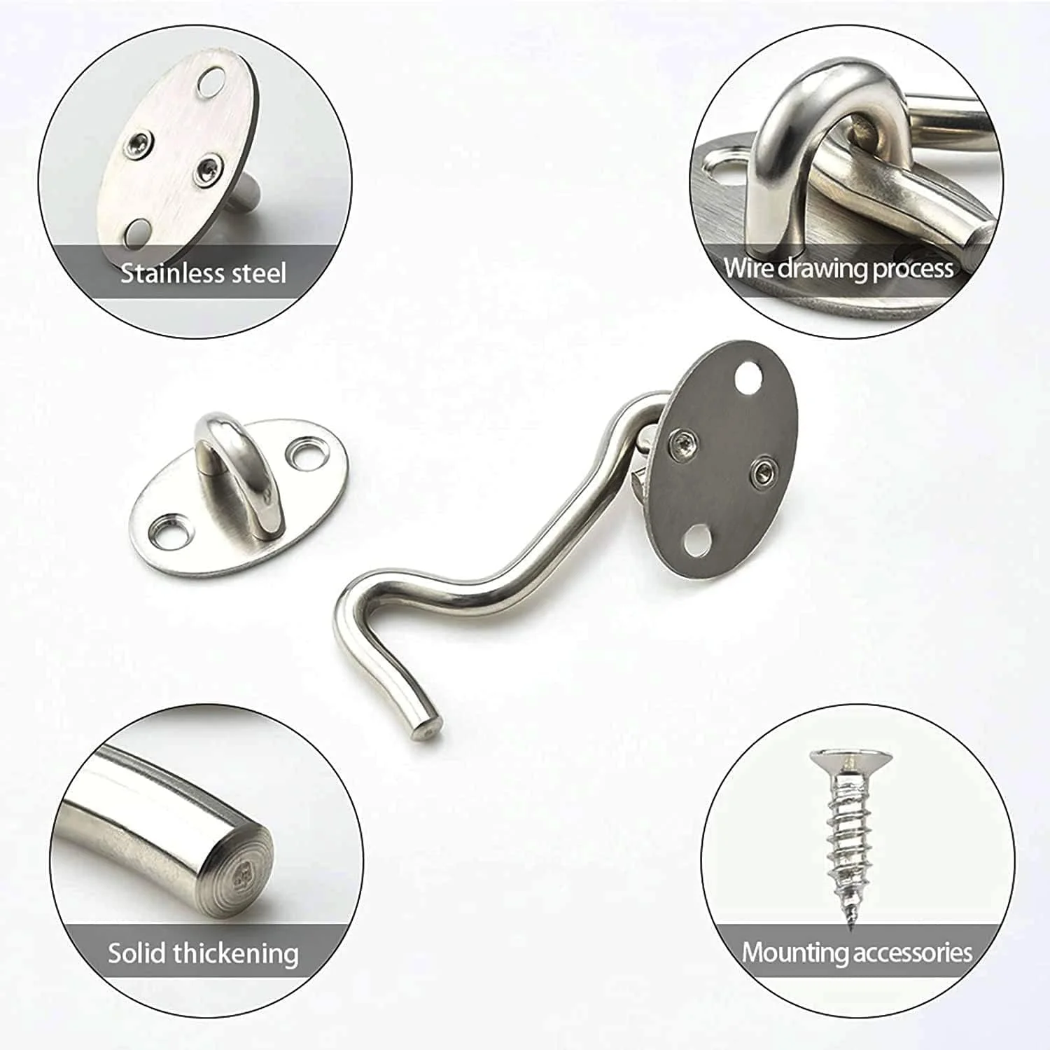 قفل چشمی قلاب کابین ChicAbode، قفل درب انبار استیل ضد زنگ 3 اینچی با پیچ، قفل چشمی و قلاب بی صدا برای درب های کشویی، حمام، پنجره ها، اتاق خواب، دروازه ها، کمد و حصار - 1 عدد قفل چشمی قلاب کابین ChicAbode، قفل درب انبار استیل ضد زنگ 3 اینچی با پیچ، قفل چشمی و قلاب بی صدا برای درب های کشویی، حمام، پنجره ها، اتاق خواب، دروازه ها، کمد و حصار - 1 عدد