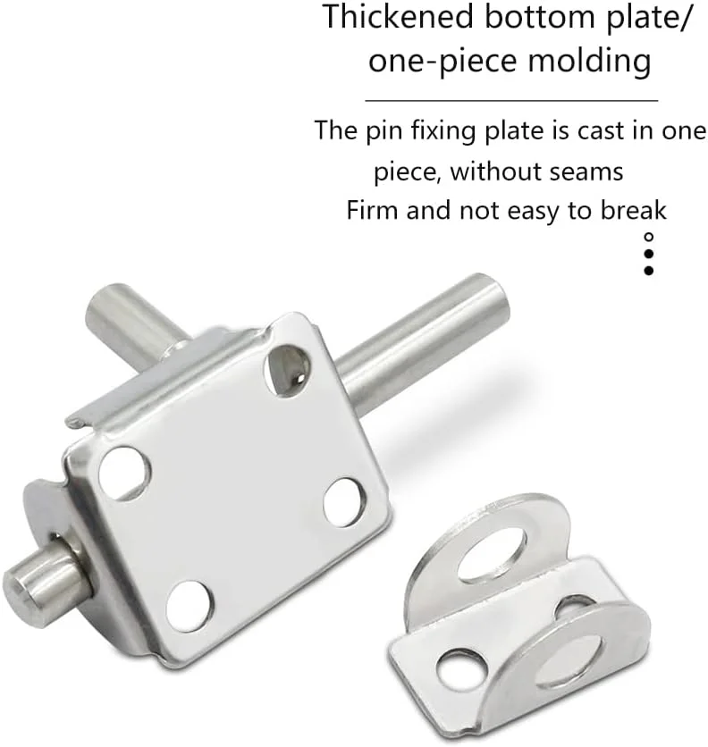 2 عدد قفل کشویی درب، قفل کوچک دروازه، قفل درب کشویی مینی با 12 پیچ برای دروازه های چوبی باغ، فولاد ضد زنگ (نقره ای)