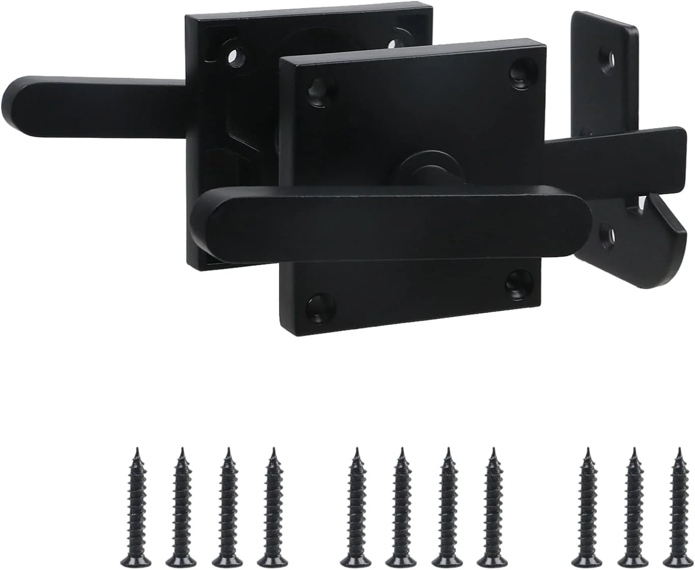 زبانه قفل چرخشی آلومینیومی دو طرفه مشکی Crapyt، سخت افزار قفل دروازه حصار چوبی بادوام، برای دروازه های باغ، مزارع، حصارهای چوبی، درهای اتاق زیر شیروانی، گاراژها، انبارهای ابزار