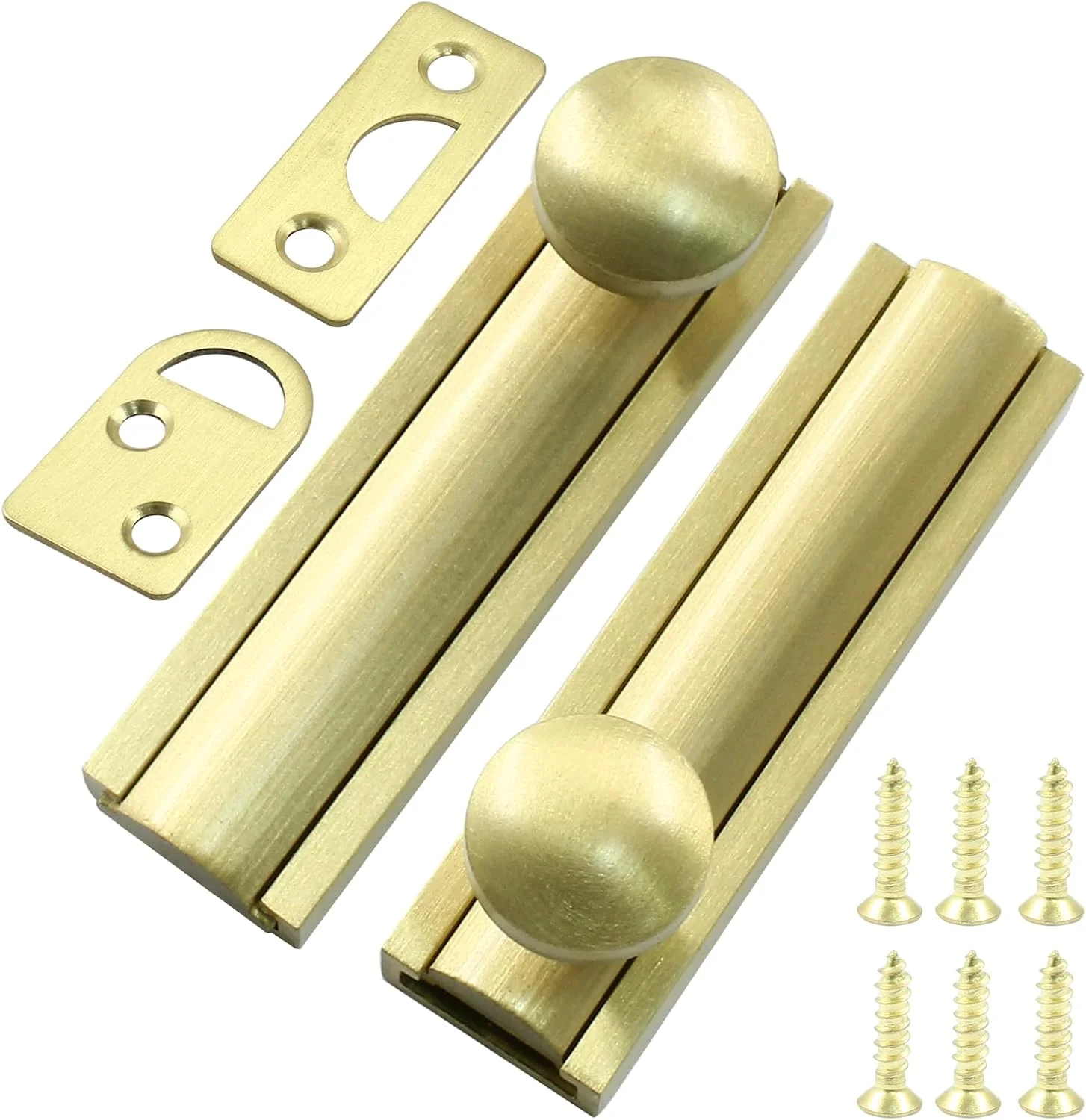 قفل زبانه ای کشویی برنجی جامد Coufce، مناسب برای درب، کابینت و کمد به همراه پیچ (2 عدد)