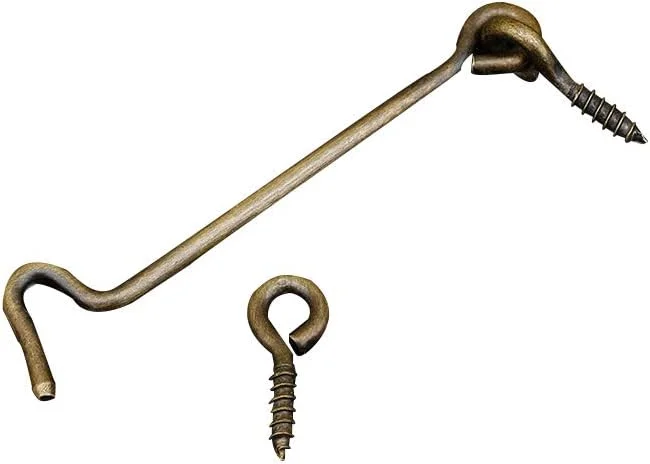 گیره های چشمی قلاب کابین برنزی عتیقه مسی یکپارچهسازی با سیستمعامل، مناسب برای درها، پنجره ها، جعبه ها، حیاط ها، قفل های کمدهای رختکن، قفل های دروازه باغ، پیچ و مهره های قفل درب پنجره با پیچ، 7.5 سانتی متر، 1 عدد