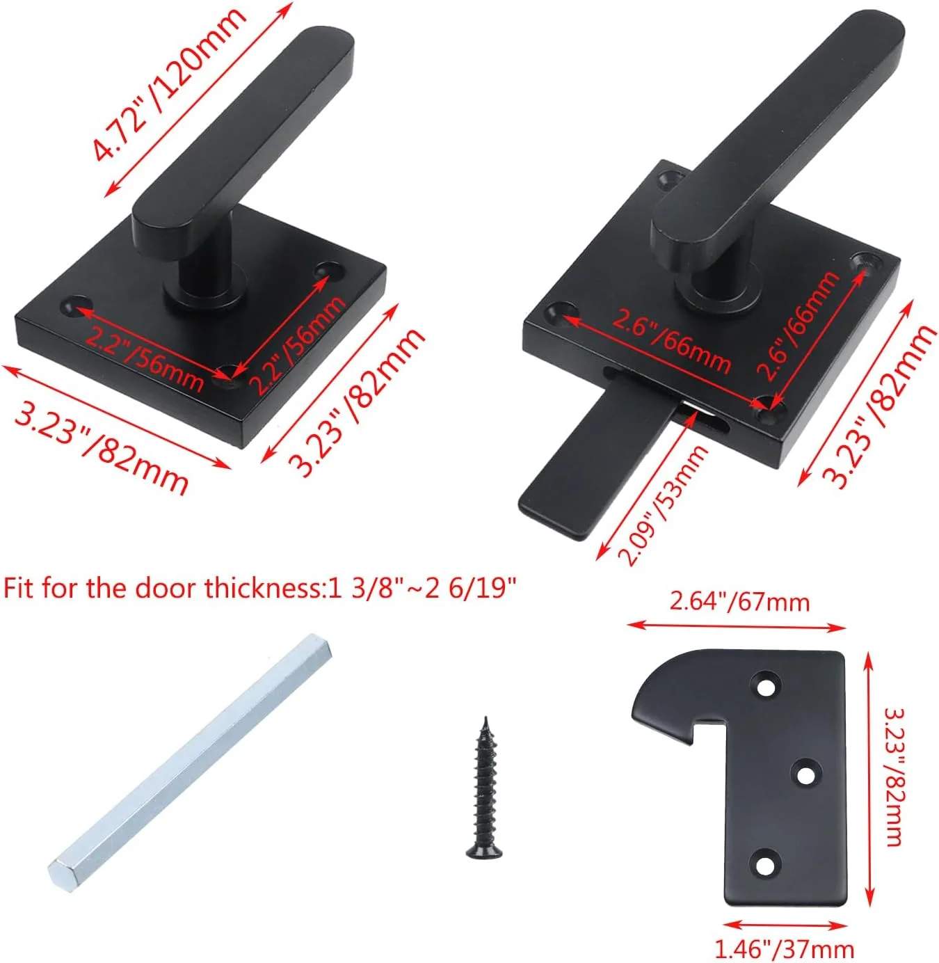 زبانه قفل چرخشی آلومینیومی دو طرفه مشکی Crapyt، سخت افزار قفل دروازه حصار چوبی بادوام، برای دروازه های باغ، مزارع، حصارهای چوبی، درهای اتاق زیر شیروانی، گاراژها، انبارهای ابزار