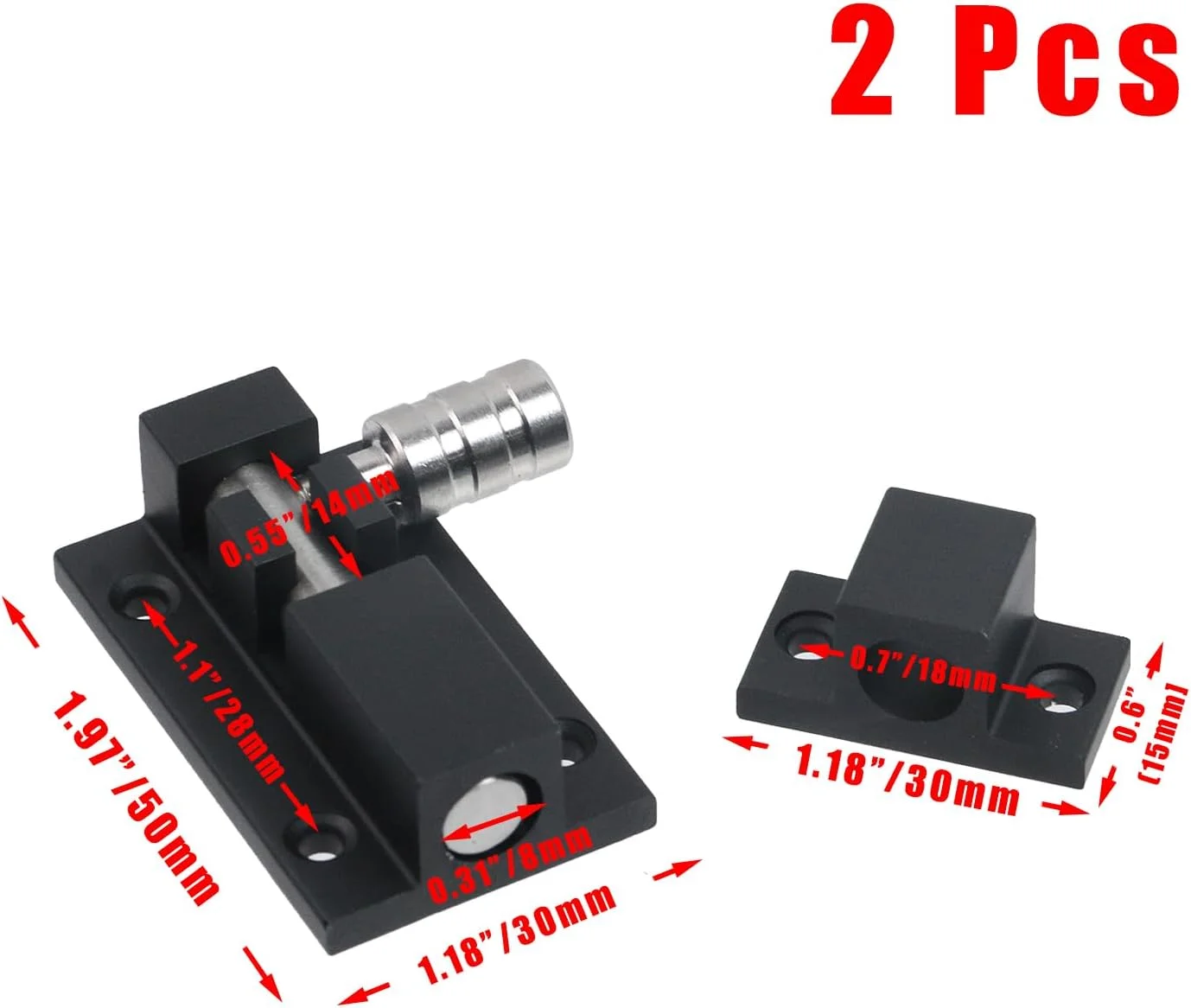 قفل زبانه ای بشکه ای Crapyt، بسته 2 عددی، پیچ های درب آلومینیومی 2 اینچی، قفل کشویی، قفل های کشویی ضخیم شده برای حمام، پنجره، خانه حیوانات خانگی و دروازه های حصار باغ، مشکی