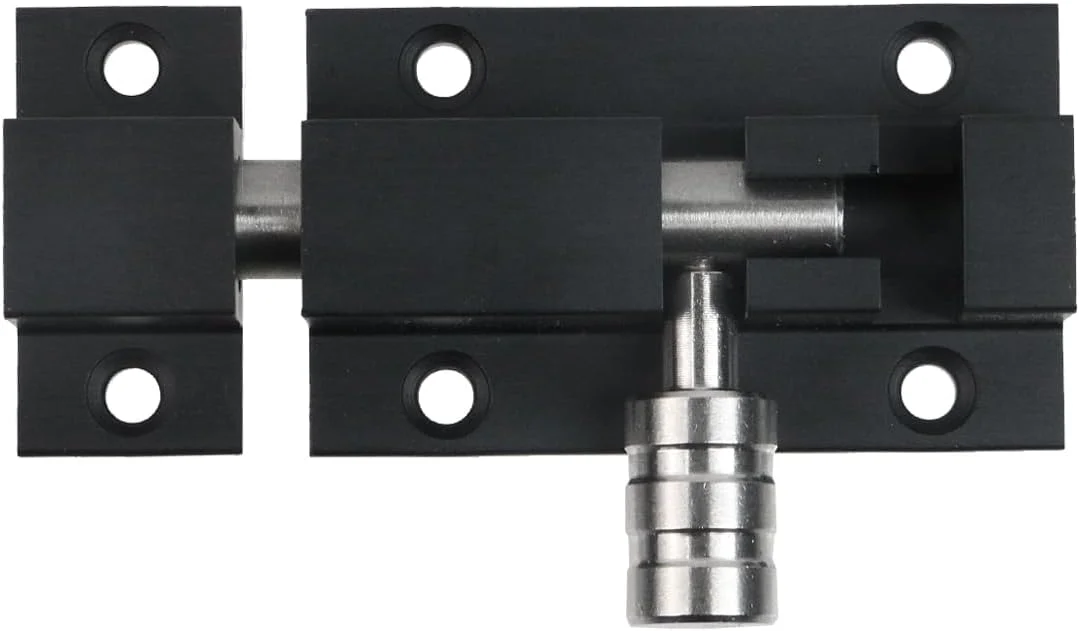 قفل زبانه ای بشکه ای Crapyt، بسته 2 عددی، پیچ های درب آلومینیومی 2 اینچی، قفل کشویی، قفل های کشویی ضخیم شده برای حمام، پنجره، خانه حیوانات خانگی و دروازه های حصار باغ، مشکی