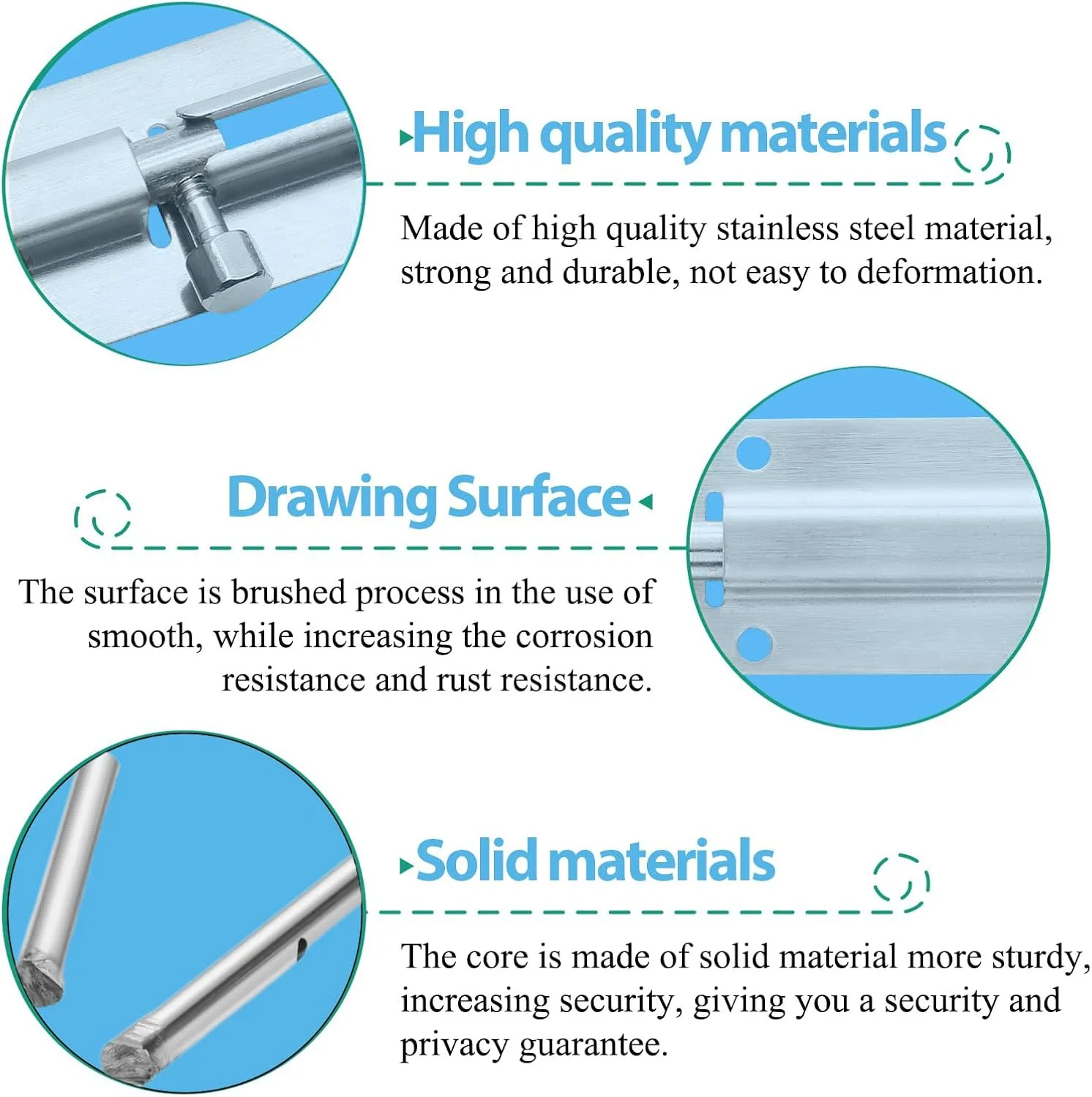 زبانه قفل کشویی درب، زبانه های کشویی 3 اینچی فولاد ضد زنگ، قفل سخت افزاری با پیچ ​​برای درب پنجره مبلمان