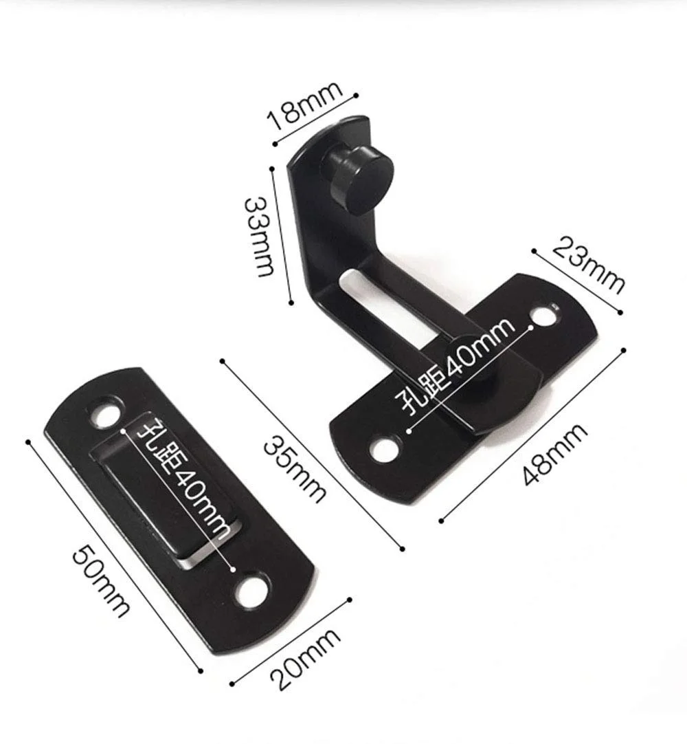 قفل درب ریلی 90 درجه، قفل ایمنی درب شیشه ای کشویی، قفل بزرگ فولاد کربنی، قفل زاویه راست درب ریلی کشویی، مشکی