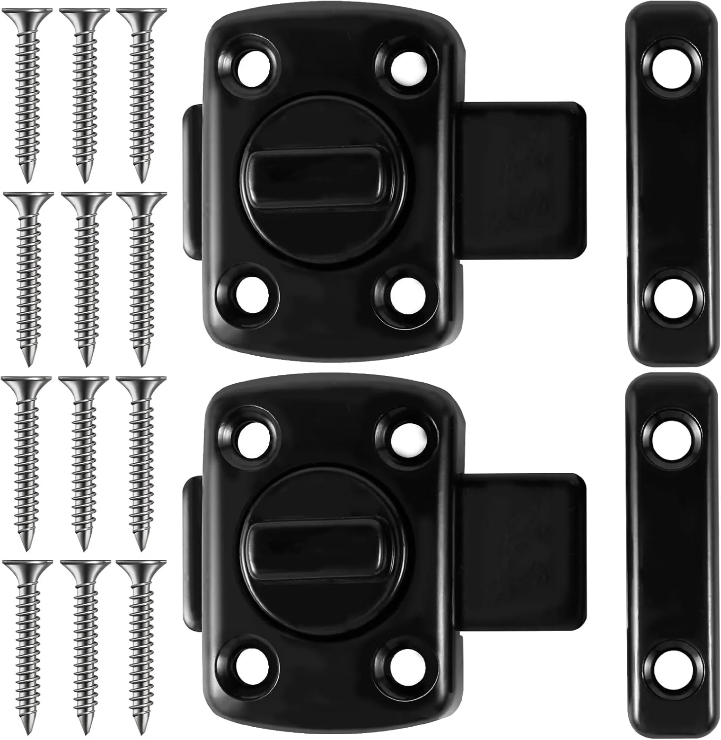 دو عدد قفل زبانه کشویی درب، قفل چرخشی درب حمام، قفل اضافی ثابت ضد سرقت برای چپ و راست، قفل آلیاژ روی برای پنجره توالت بالکن (مشکی)