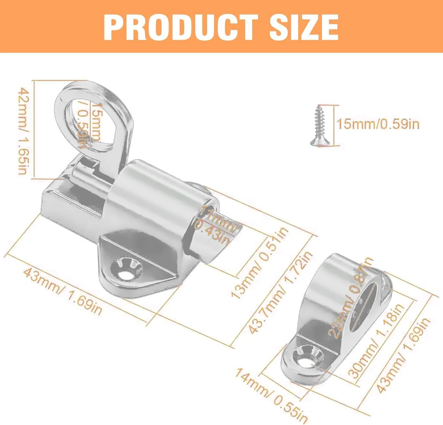 قفل درب اتوماتیک دو عددی، قفل فنری، قفل اتوماتیک درب، قفل فنری با پیچ برای پنجره ها، درب کابینت، درب بالکن، مشکی (نقره ای)