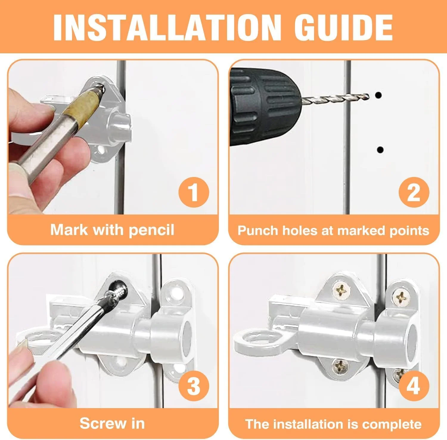 قفل درب اتوماتیک دو عددی، قفل فنری، قفل اتوماتیک درب، قفل فنری با پیچ برای پنجره ها، درب کابینت، درب بالکن، مشکی (نقره ای)