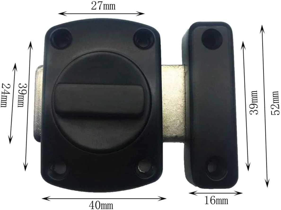 قفل کشویی درب DELFINO، قفل کوچک درب، قفل چرخشی درب، قفل درب برای کمد، درب بیرونی، اتاق خواب، قابل استفاده برای انواع درب های اتاق زیر شیروانی، دریچه، درب باغ - نقره ای