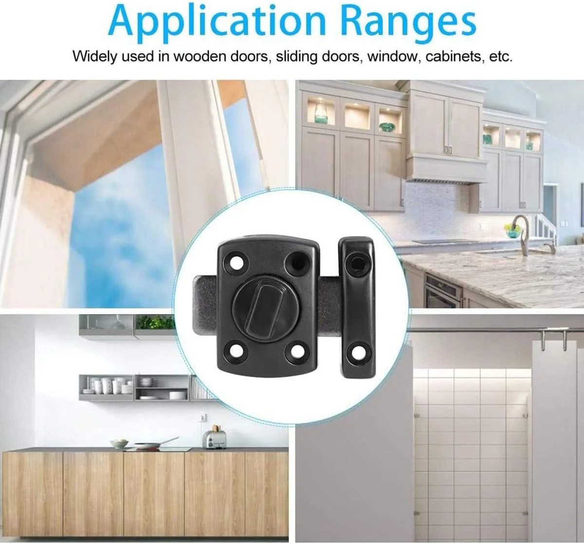 قفل کشویی درب DELFINO، قفل کوچک درب، قفل چرخشی درب، قفل درب برای کمد، درب بیرونی، اتاق خواب، قابل استفاده برای انواع درب های اتاق زیر شیروانی، دریچه، درب باغ - نقره ای