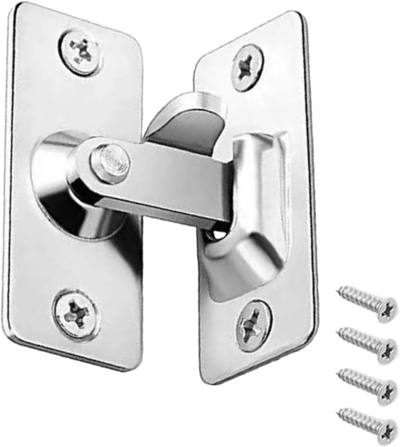 قفل درب زاویه راست 90 درجه، قفل کوچک استیل ضد زنگ، قفل داخلی درب، قفل درب حمام، قفل درب توالت، قفل کشویی ایمنی (نقره ای - 1 عدد)