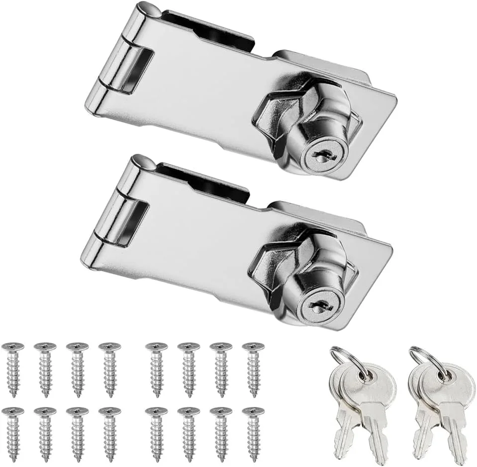 قفل زبانه دار SUS304، قفل درب، قفل کشو، قفل کابینت، قفل چرخشی کلید دار برای مبلمان کابینت، صندوق پستی، کمد، استیل ضد زنگ برس خورده، 3 اینچ (2 عدد)