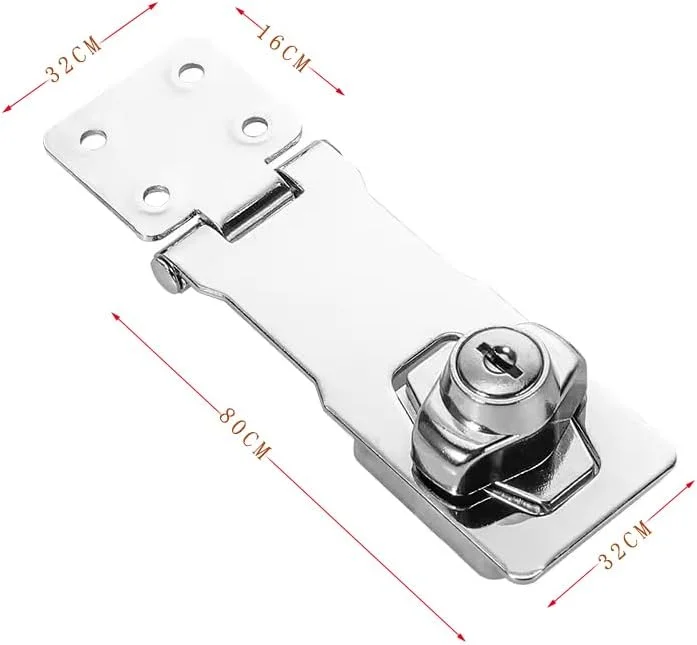 قفل زبانه دار SUS304، قفل درب، قفل کشو، قفل کابینت، قفل چرخشی کلید دار برای مبلمان کابینت، صندوق پستی، کمد، استیل ضد زنگ برس خورده، 3 اینچ (2 عدد)