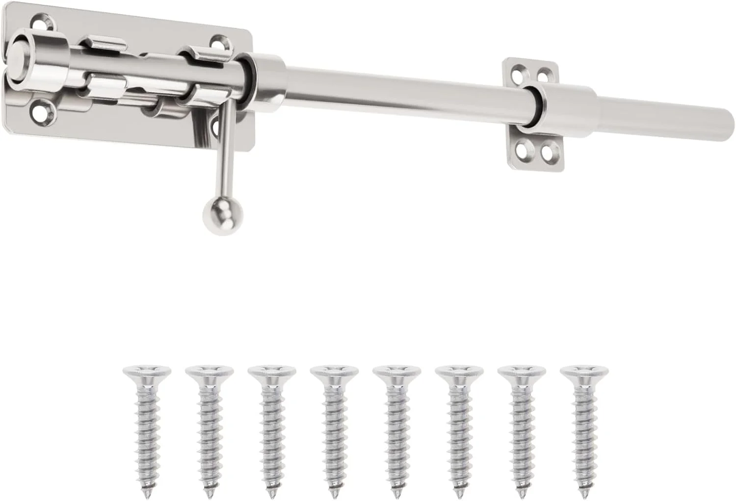 قفل زبانه ای درب HOJLKLD، 30 سانتی متری فولاد ضد زنگ 304، قفل درب انبار با سوراخ قفل 8.5 میلی متری، قفل کشویی نقره ای سنگین 14 میلی متری (نقره ای، 30 سانتی متر)