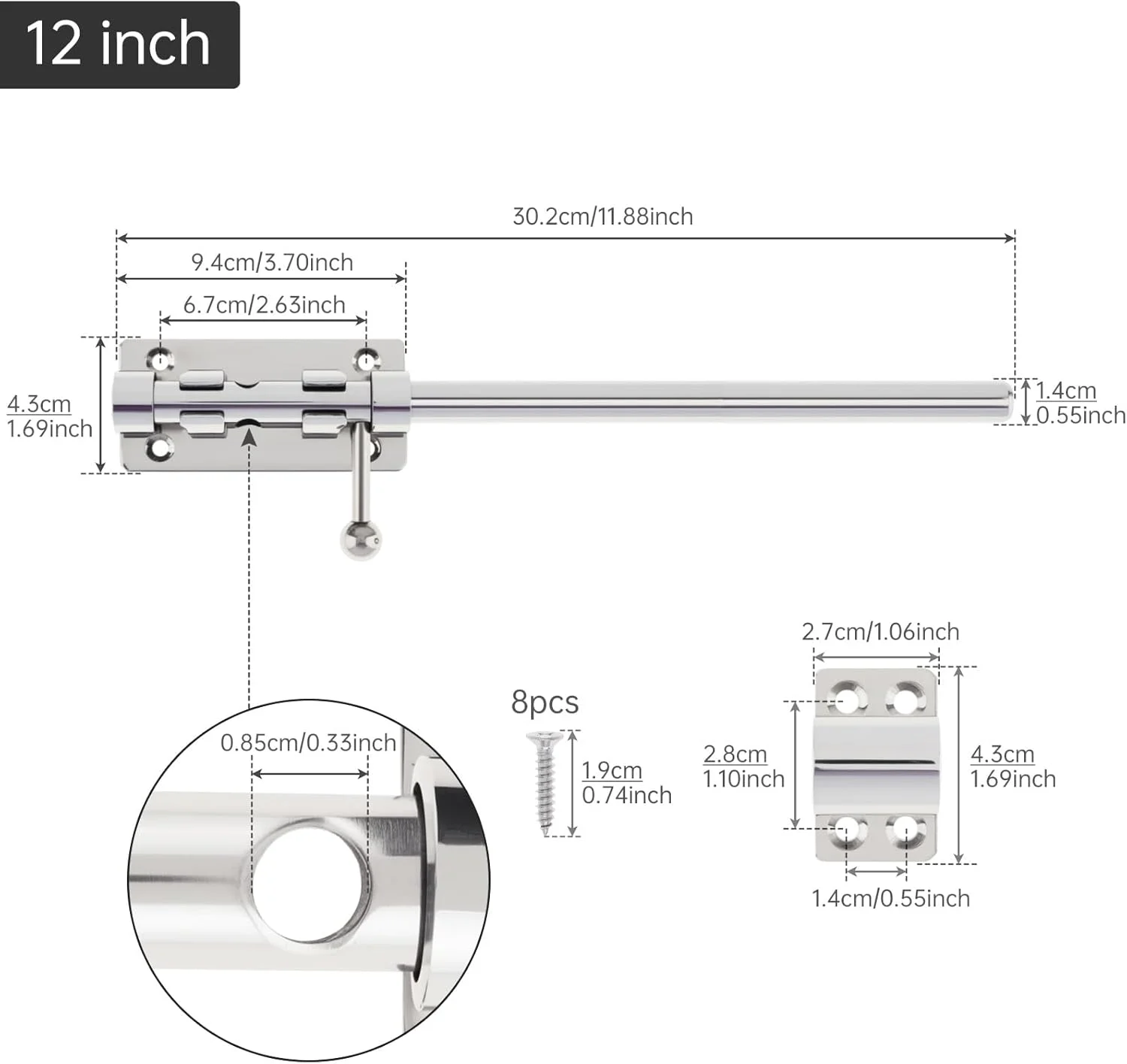 قفل زبانه ای درب HOJLKLD، 30 سانتی متری فولاد ضد زنگ 304، قفل درب انبار با سوراخ قفل 8.5 میلی متری، قفل کشویی نقره ای سنگین 14 میلی متری (نقره ای، 30 سانتی متر) قفل زبانه ای درب HOJLKLD، 30 سانتی متری فولاد ضد زنگ 304، قفل درب انبار با سوراخ قفل 8.5 میلی متری، قفل کشویی نقره ای سنگین 14 میلی متری (نقره ای، 30 سانتی متر)