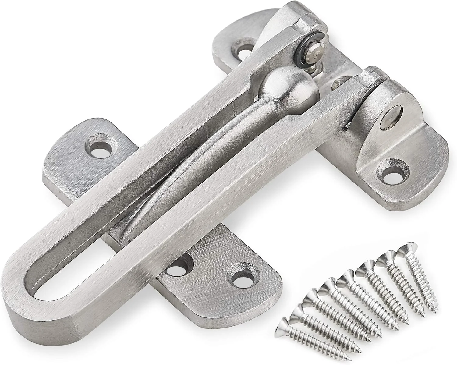 قفل میله ای چرخشی سنگین و مقاوم ارل دایموند به عنوان قفل دوم درب، قفل گیره محافظ درب برای منزل، هتل، اداره، فولاد ضد زنگ جامد تقویت شده، رنگ نقره ای