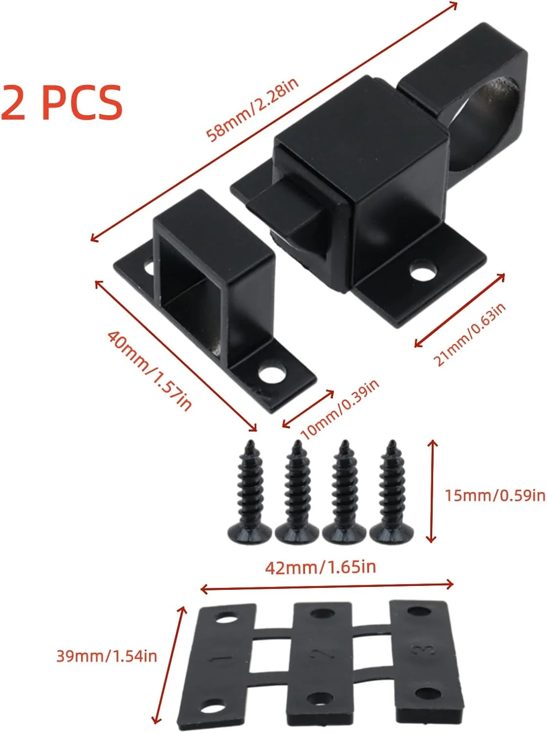 دو عدد قفل خودکار، قفل درب فنری، قفل دروازه آهنی اتوماتیک با پین فنری، قفل پنجره و کابینت برای پنجره، سوله، درب توالت، اتاق خواب و قفس سگ خانگی (مشکی)