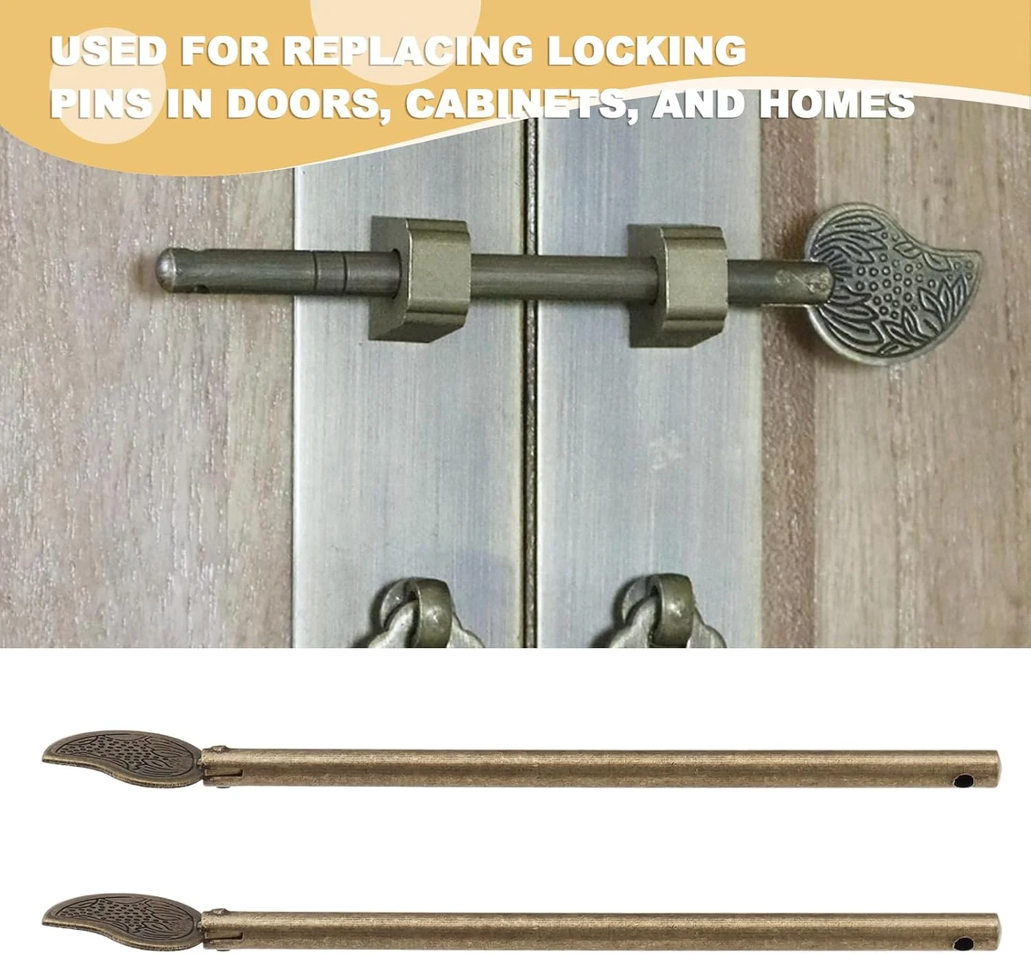 دو عدد قفل پین برنزی رترو، قفل پین چینی، طرح برگ، بست کلیدی کابینت، قفل درب برای درب کشو، درب کمد، جاکفشی (14 میلی متر)